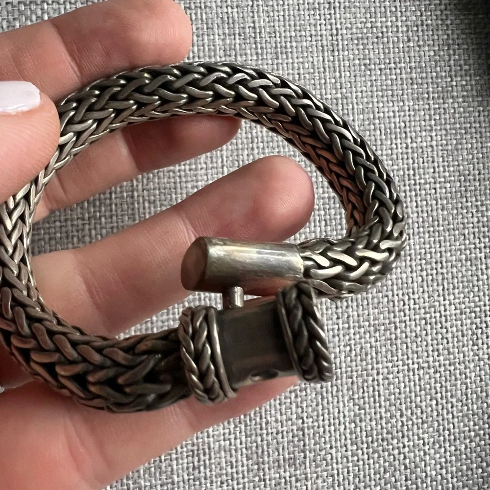 Thick Sterling Silver Braided Chain Bracelet 7.5